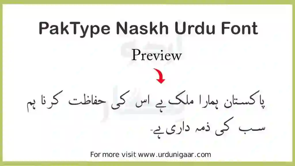 PakType Naskh pakistani font in national langauge