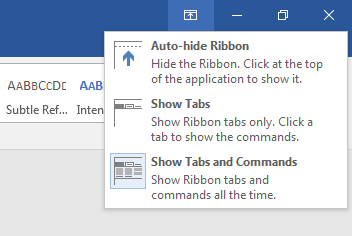 A image for showing ribben toolbar area in MS Word