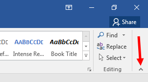 a image for Showing or hiding the Ribbon in Microsoft Word
