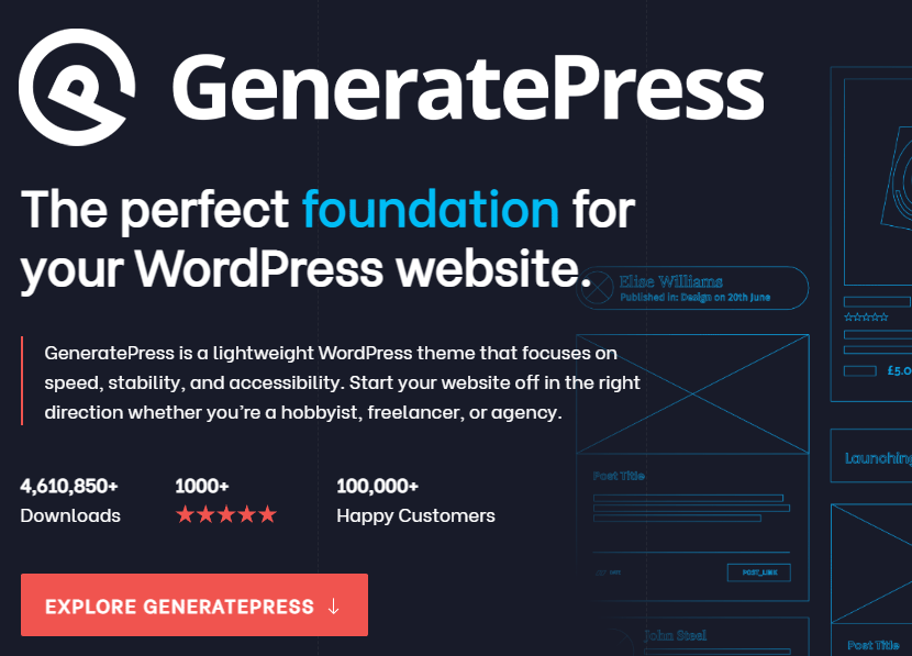 GeneratePress Fast loading WordPress Free theme for blogging